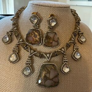 Elegant Gold and Pink Jewelry Set